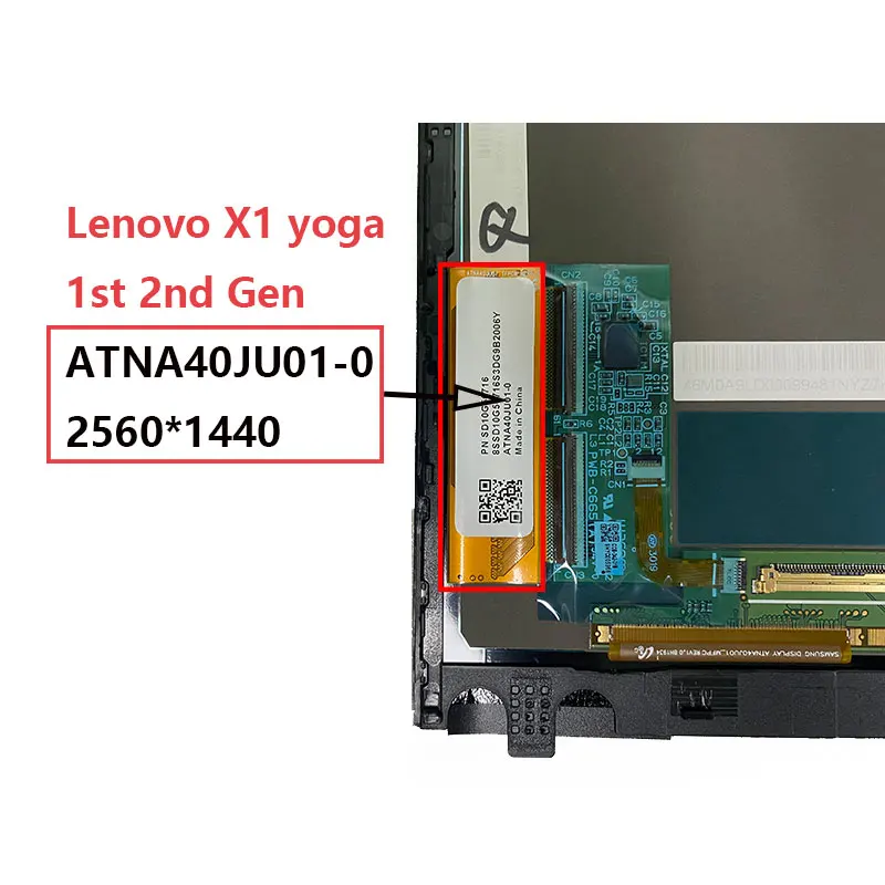 Imagem -03 - Tela Oled de Yoga Thinkpad x1 Lenovo x1 Yoga 1st Gen 20fq 20fr 2nd Gen 20jd 20je 20jf 20jg 14 01aw977 01ax899d