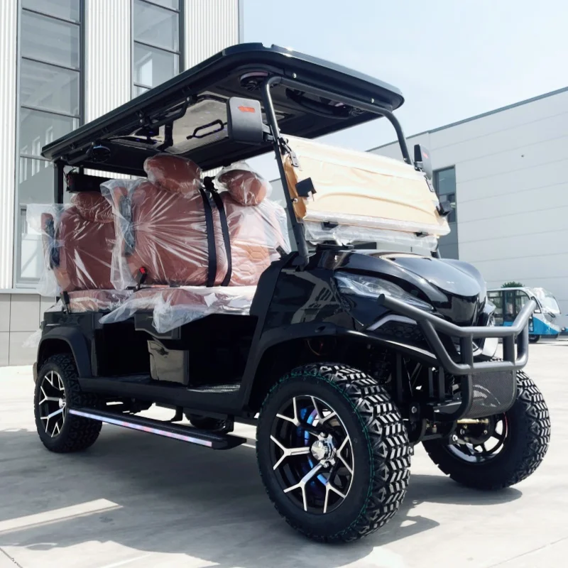 

China Factory Custom 4KW/5KW/7KW High Power Electric Golf Cart Brown Seats With Armrests Gear Adjustment Off-Road Tires Bumper