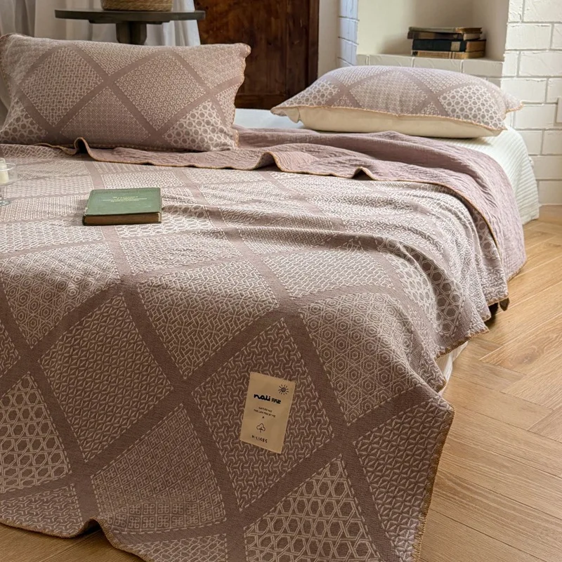 Vintage 100% Cotton Embroidered Quilt Set 3Pcs, Reversible Jacquard Thickened Bedspread, All-Season Premium Quilted Bed Cover