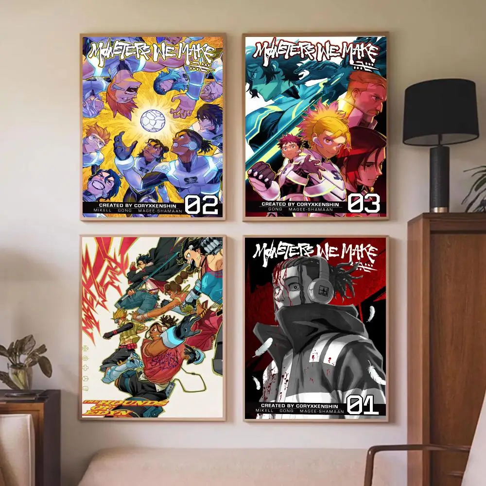 Retro Anime M-Monsters We Make Poster Wall Art Prints for Bedroom Living Room Office Home Decoration Hanging Artwork Gift