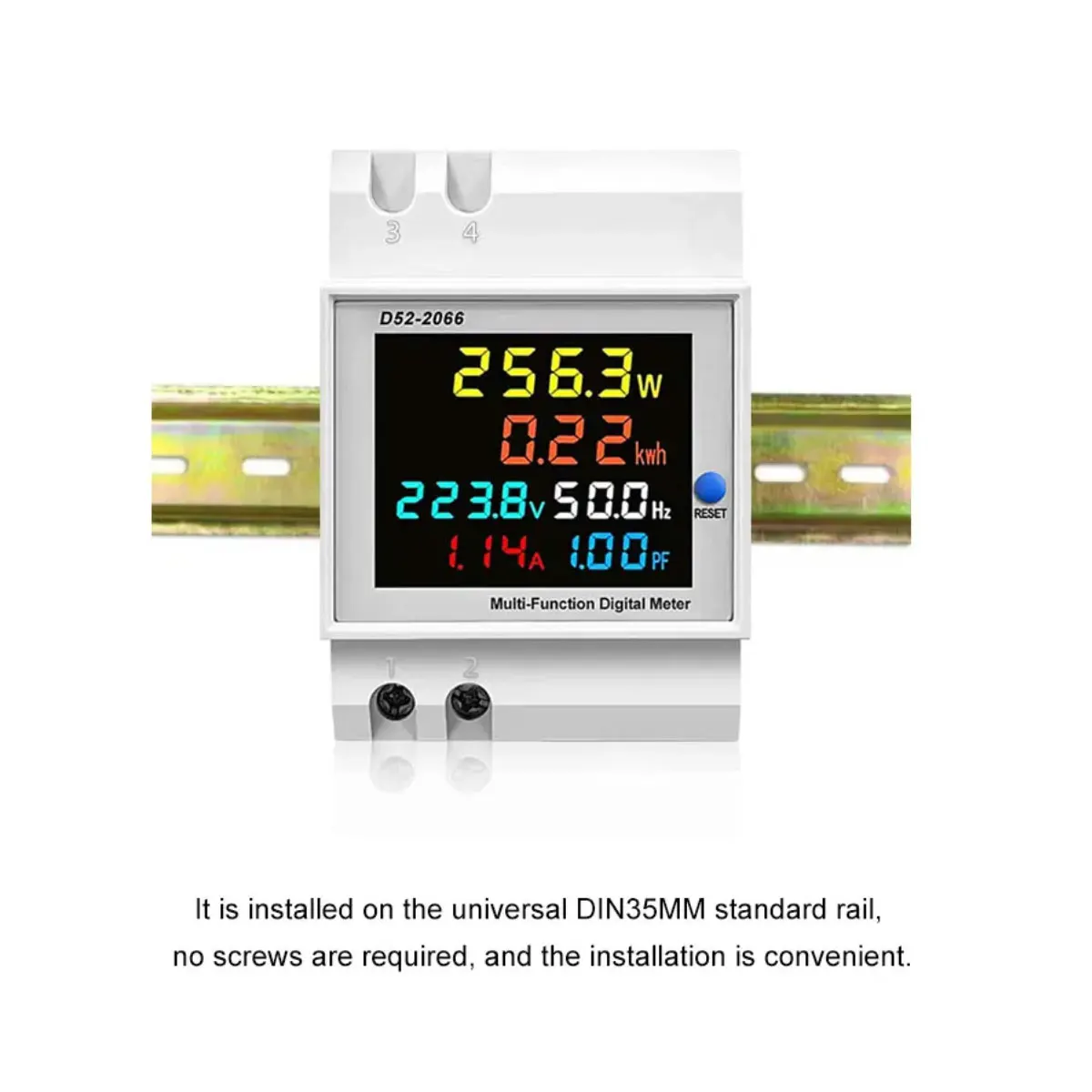 D52-2066 AC40-300V Single-phase Household Smart Electric Din Rail Type Multi-function Digital Electric Kwh Meter With LCD