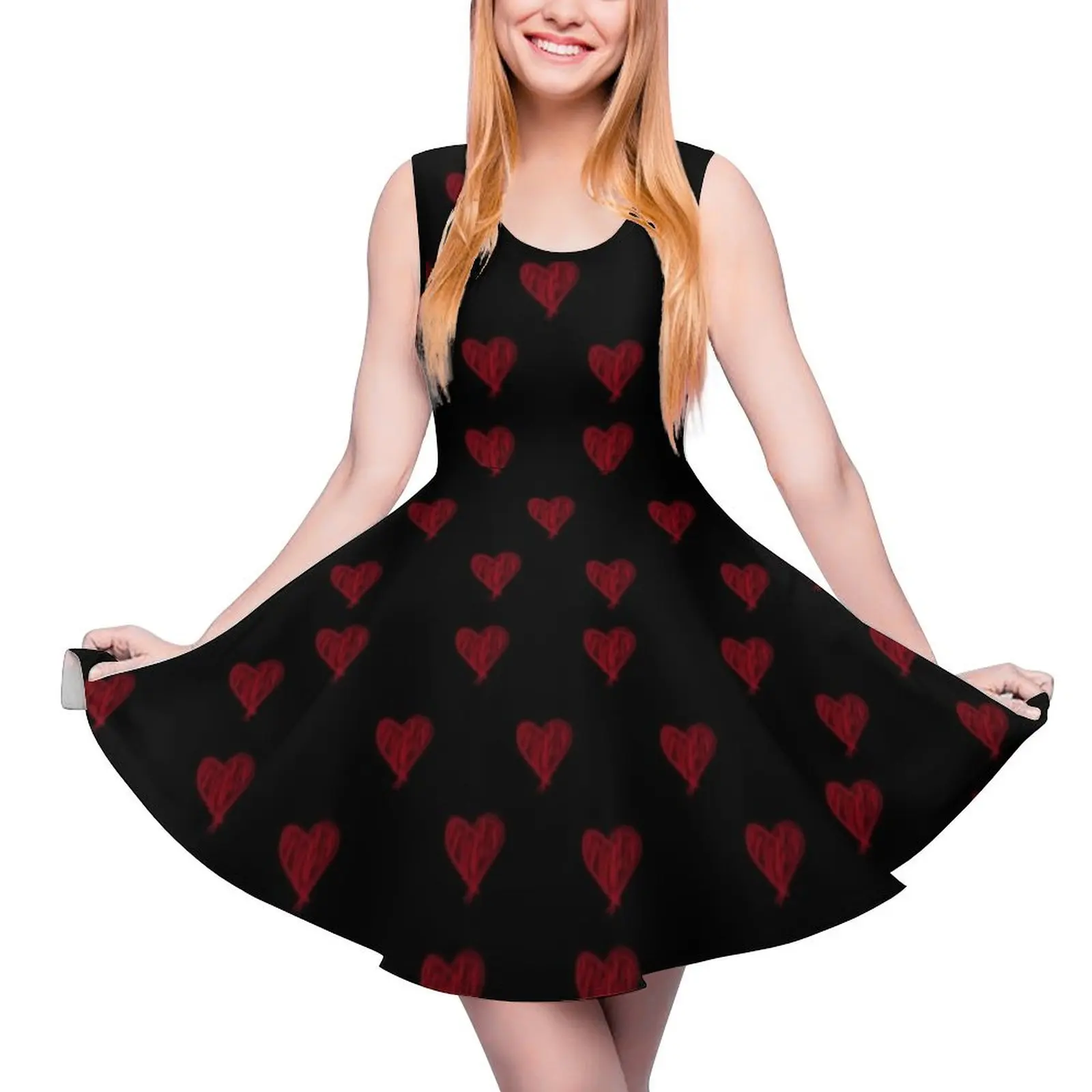 

Red and black heart pattern Sleeveless Dress Women"s summer long dress summer dresses for women 2024 summer dress woman 2024