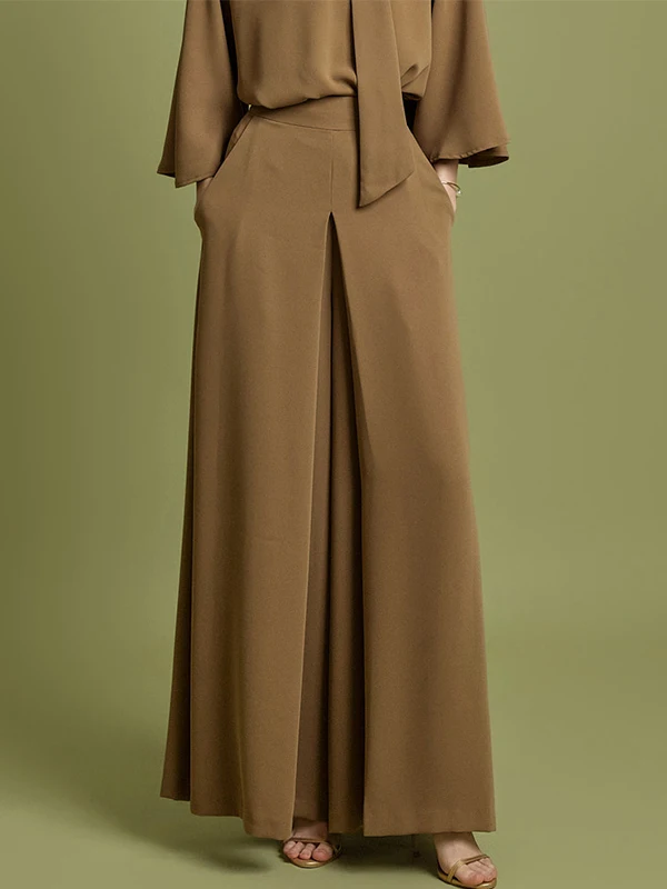 

Брюки-юбка с высокой талией и широкими штанинами, с передними складками, свободного кроя, весна-лето, новые повседневные брюки для женщин