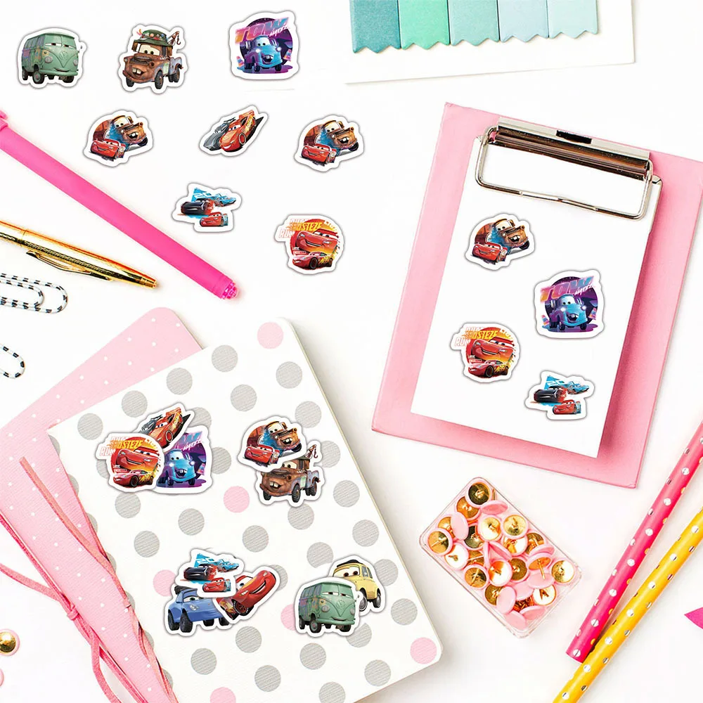 500PCS/Roll Disney Cars Cartoon Stickers Lightning McQueen Decals Graffiti Skateboard Phone Stickers Kids Decorations Labels