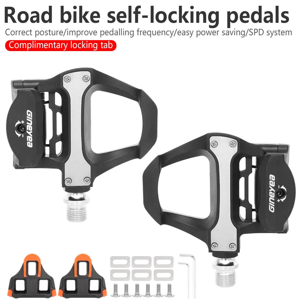 Gineyea Self-locking Bicycle Pedals SPD-SL Road Bike Waterproof Dustproof Pedal with SM-SH11 Cleats Cycling Parts