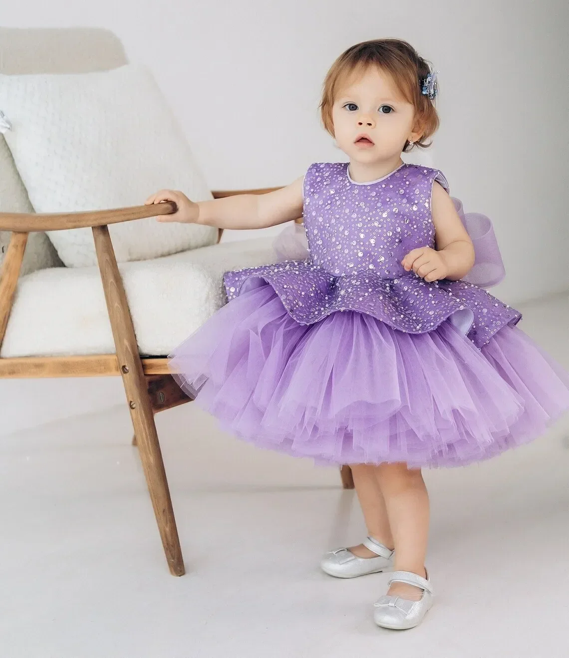 

Puffy Toddlers Flower Girl Dresses Tulle Lace Bow Sleeveless Ball Gown Baby Kids Birthday Party Wedding Knee Length Dress