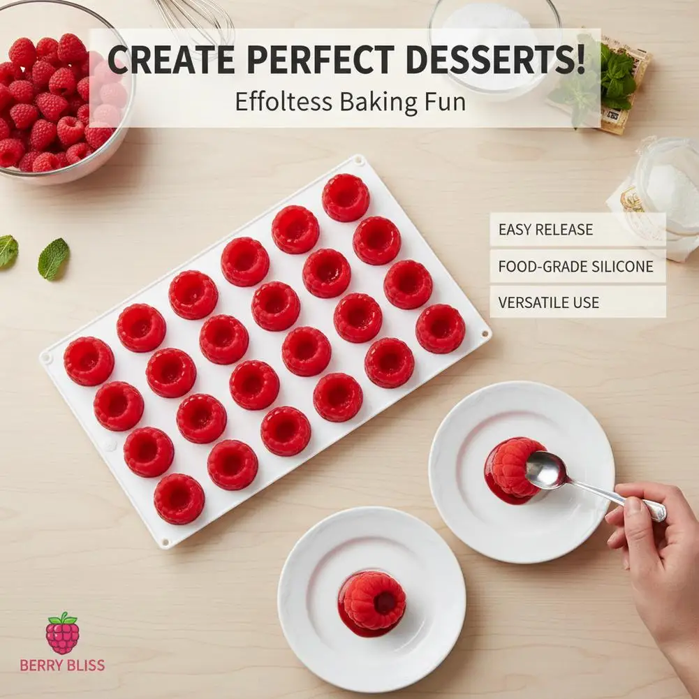 6 Hole Raspberry Design Mousse Silicone Mousse Mold 3D Fruit Dessert Chocolate Mould DIY Cake Decorating Tools Bakeware view 3