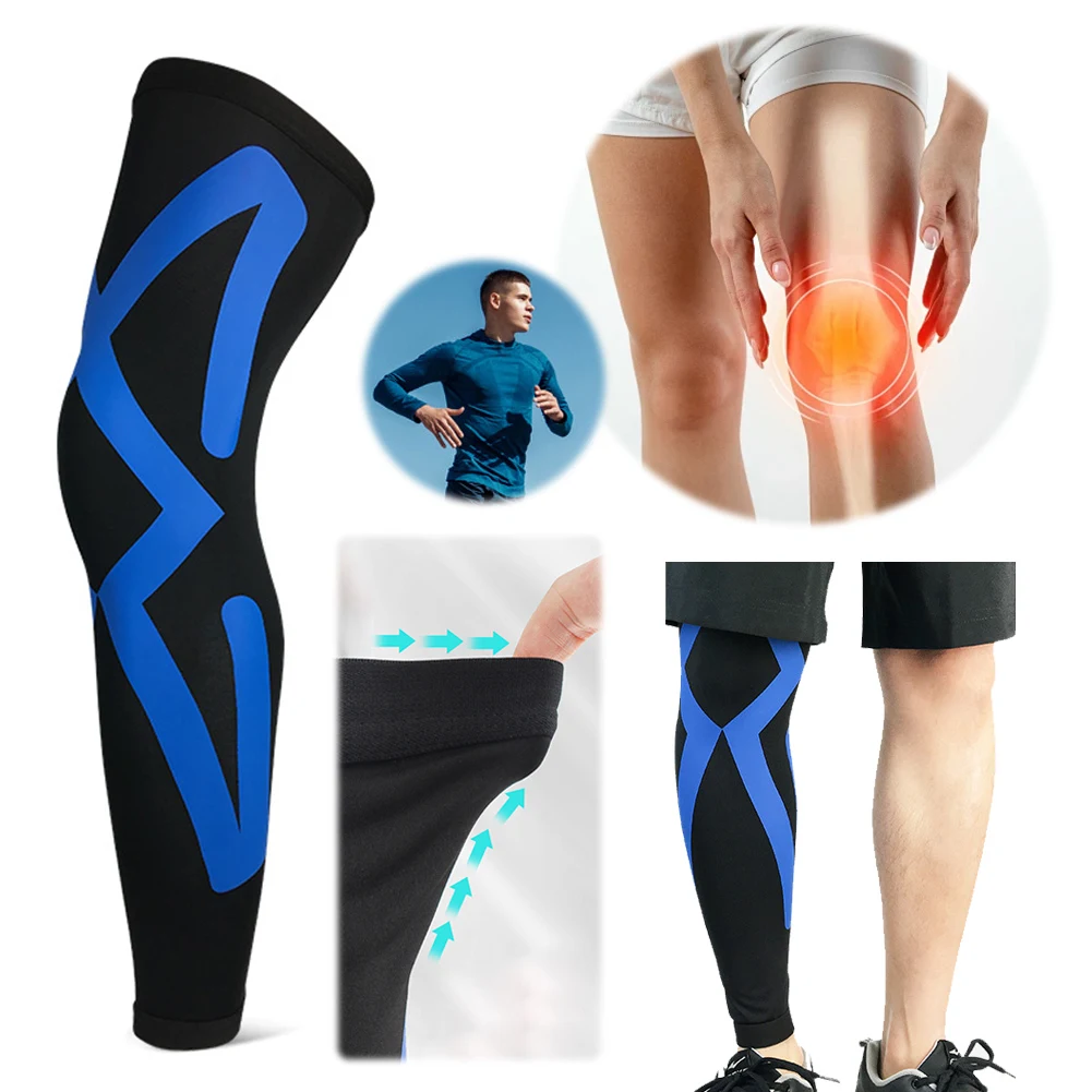 كامل الساق ضغط كم طويل الركبة الأقواس المضادة للانزلاق الساق دعم حامي الركبة استقرار هدفين لالتهاب المفاصل الأوتار