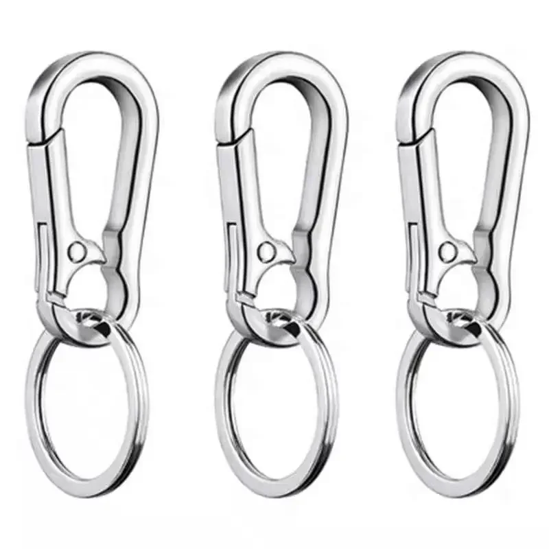 New Simple Key Chain Stainless Steel Key Rings Carabiners Solid Keychain Holder Easy To Use Safety