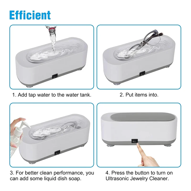 Ultrasonic Jewelry Cleaner for All Jewelry, 45KHz Portable and Low Noise Ultrasonic Machine for Jewelry, Ring, Earrings