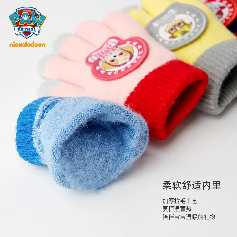 Paw Patrol Children's Five-finger Gloves Anime Cartoon Marshall Rubble Chase Skye Winter Warm Boy Girl Gloves Birthday Gift