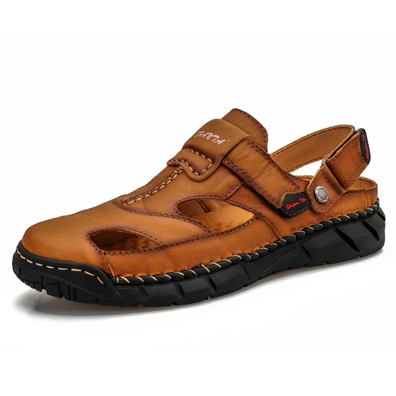 

New Classic Mens Sandals Summer Soft Leather Beach Sandals Men Outdoor Casual Lightweight Sandal Fashion Men Shoes Size 38-48