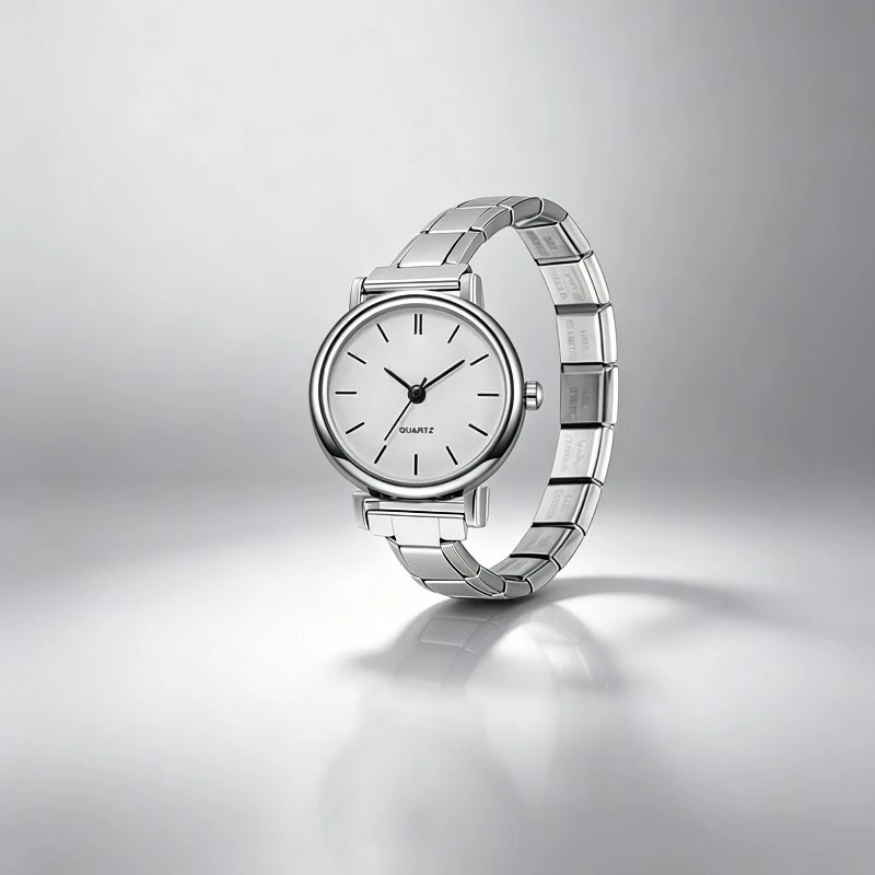 Classic Black White Dial Modular Quartz Watch Elastic Stainless Steel Band Unisex Daily Casual All-match Bracelet Wrist watch