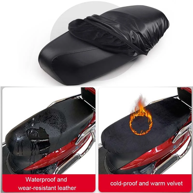 Motorcycle Seat Cover Waterproof Rain Dustproof Motorbike Scooter Cushion Seat for Sun Protection with Stretch Leather Bag