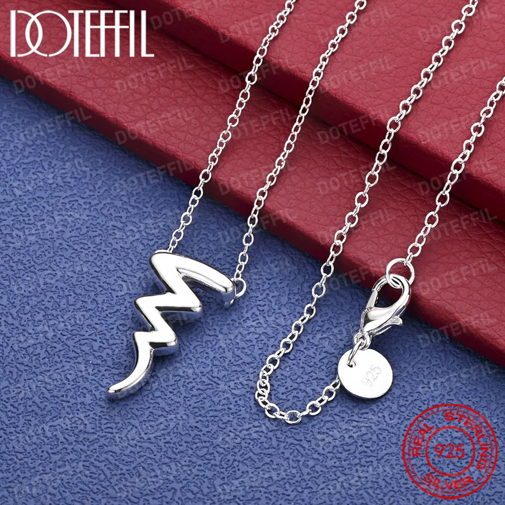 

925 Sterling Silver Lightning Pendant Necklace For Woman Wedding Engagement Party Charm Jewelry