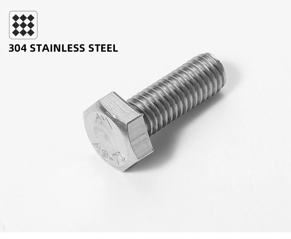 INOX Edelstahl Sechskantschraube DIN933 Vollgewinde Sechskant-Maschinenschraube SS304 SS316 Metrischer Befestiger M3 M4 M5 M6 M8 M10 M12 – Detail 4