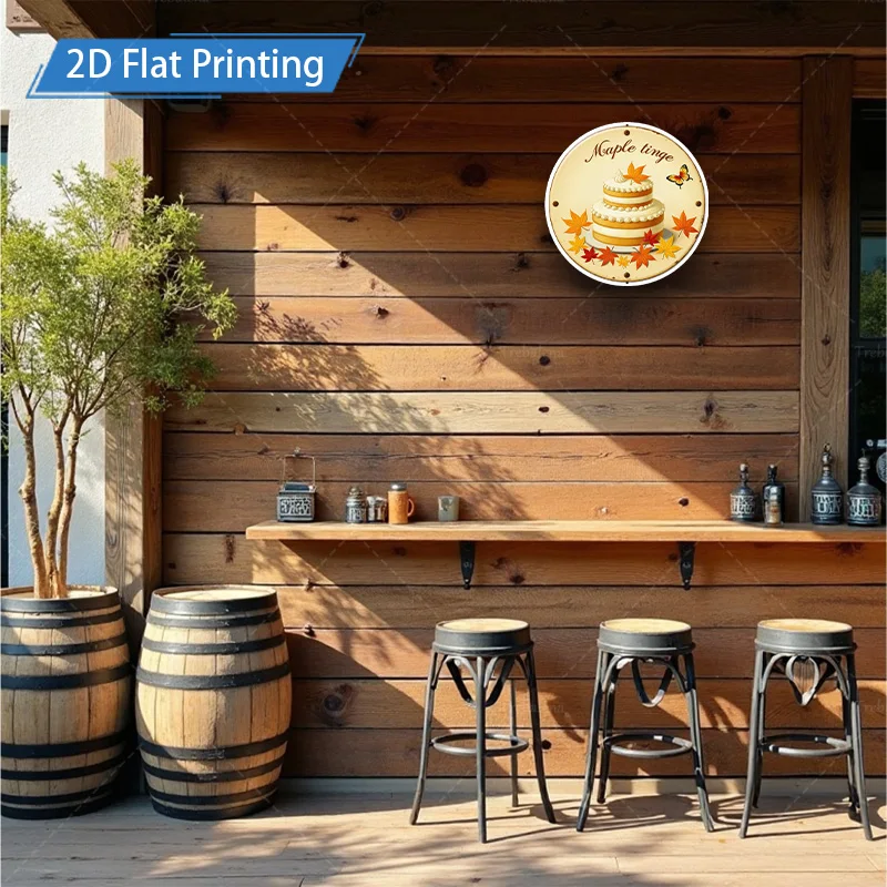 1 targa in metallo da 8x8 pollici "autunno Arce Tinge Cake 2D stampa piatta targa in metallo per la decorazione domestica"