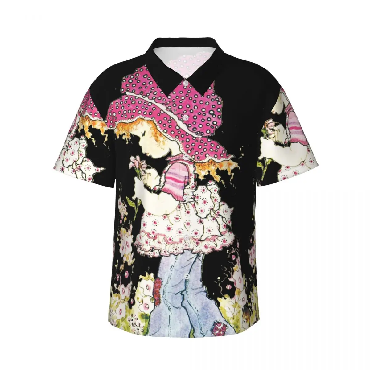

Sarah Kay Girl Men's Shirts Hawaiian Short Sleeve Shirt Funny Button Tops for Summer Beach