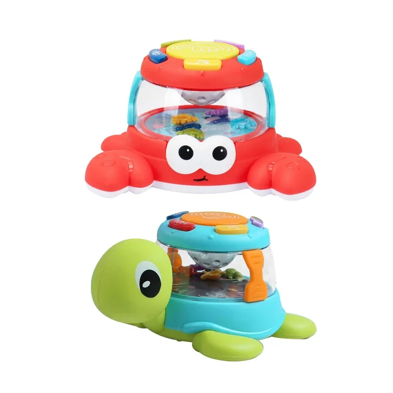 Electric musical instruments turtle crab kids baby hand drum toy with light music