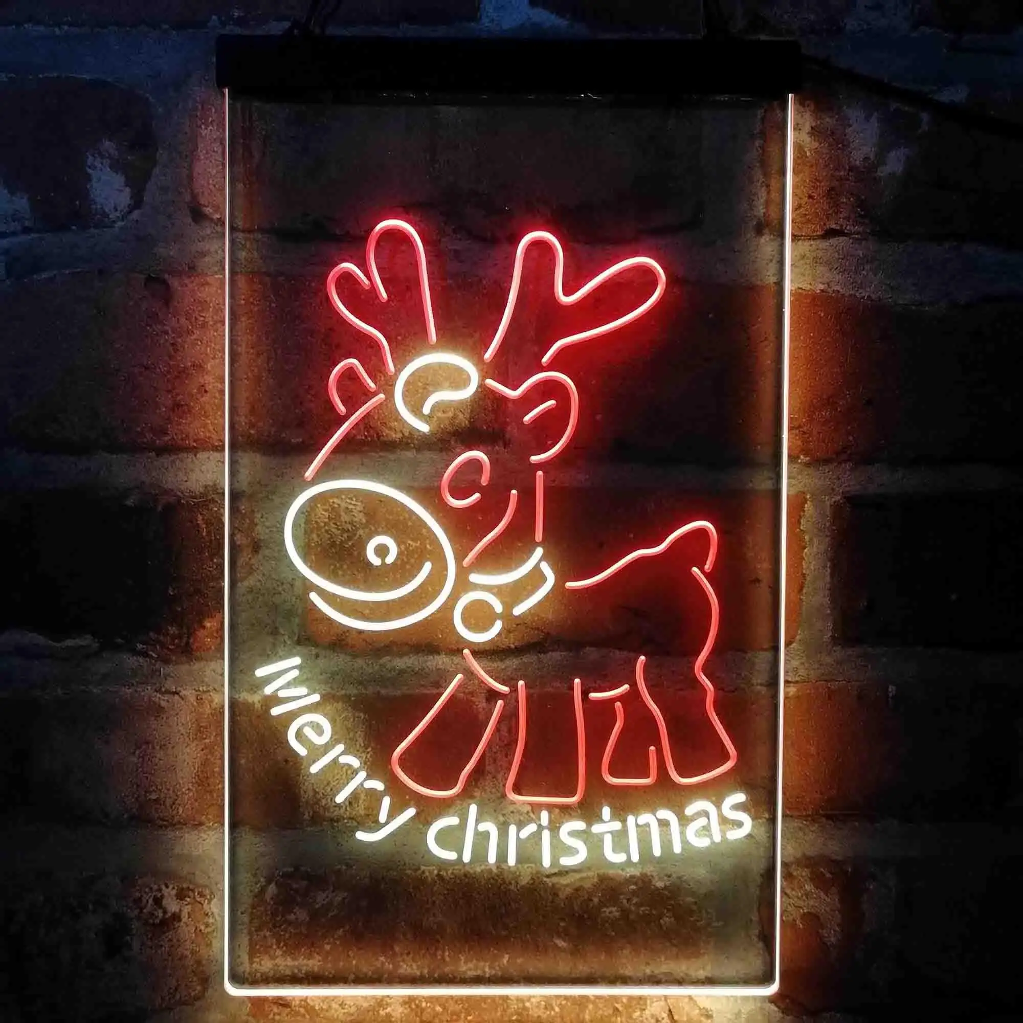Merry Christmas Reindeer Dual Color Led Neon Sign st6-i4152