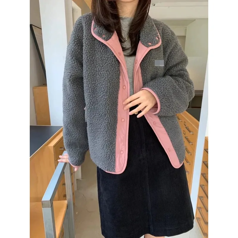 Coréen Sle femmes léger agneau fourrure coton Jaet col montant coupe ample automne hiver nouveau Faion Ele polyvalent vêtements d'extérieur