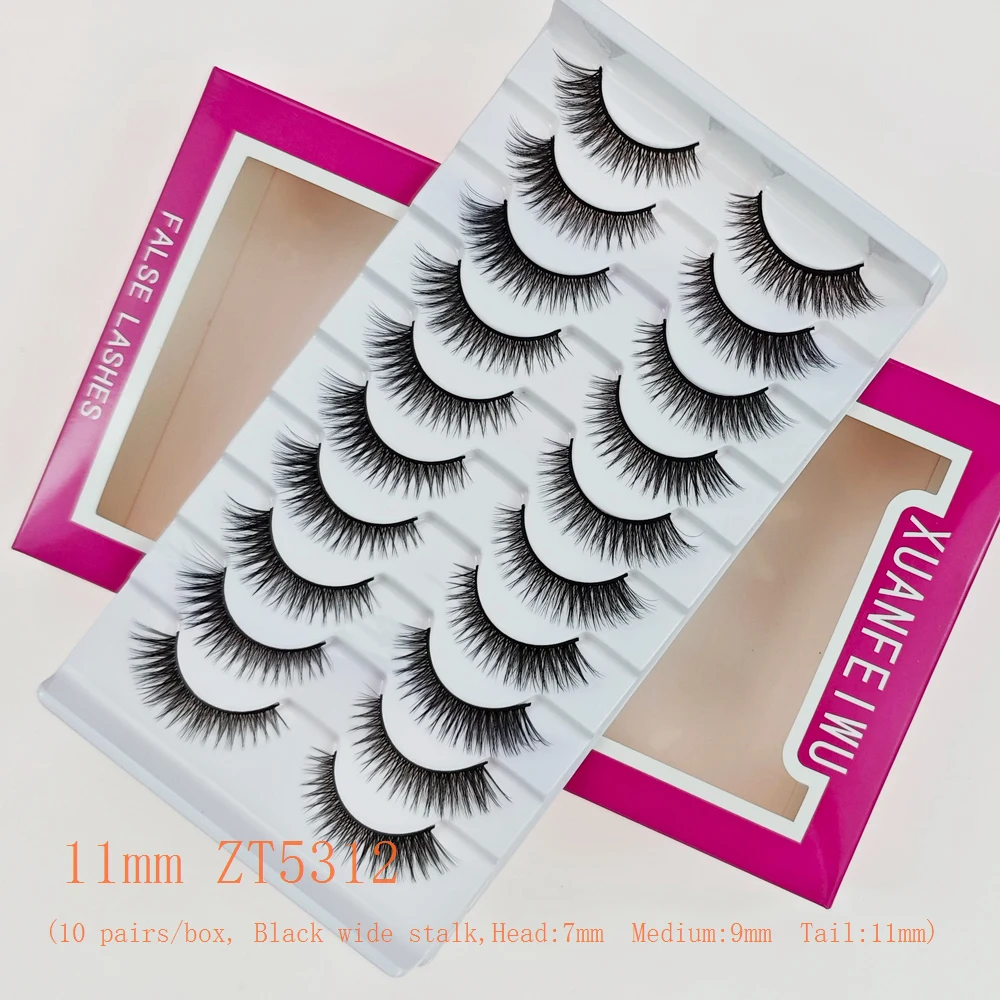 Xuanfeiwu Ciglia a stelo duro allungate con coda inclinata in stile volpe, trucco monopezzo Ciglia finte naturali per spettacoli teatrali, Ciglia realistiche per cosplay per feste