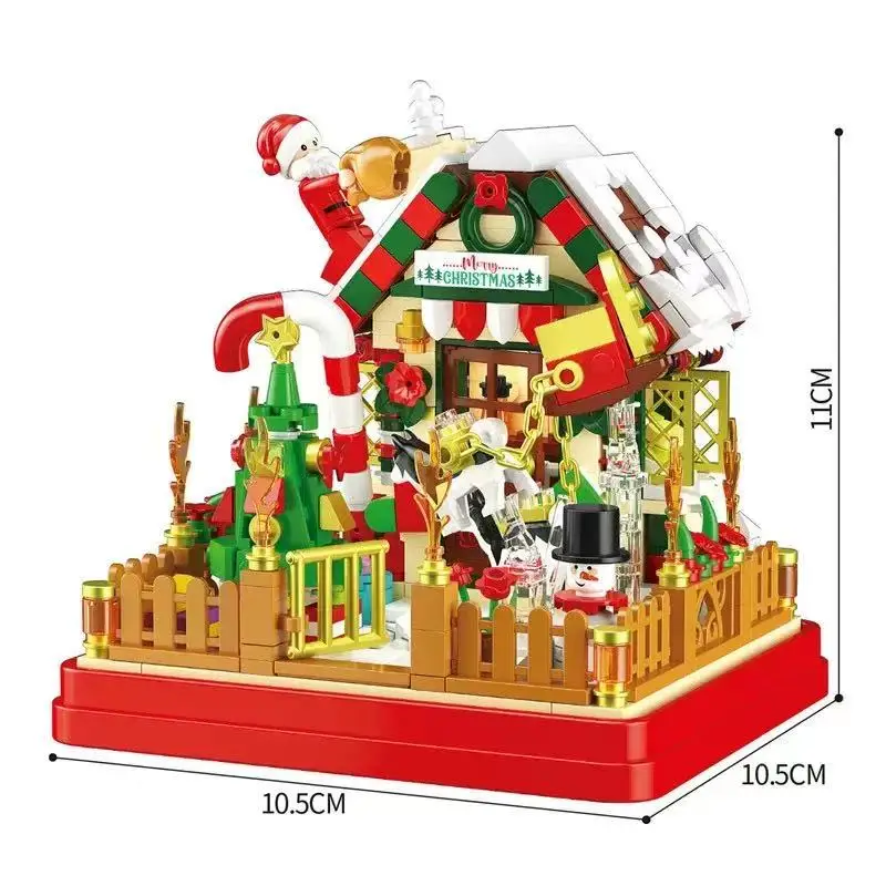 Christmas gingerbread house model building assembly, Christmas apple building blocks toys, children's holiday gift.