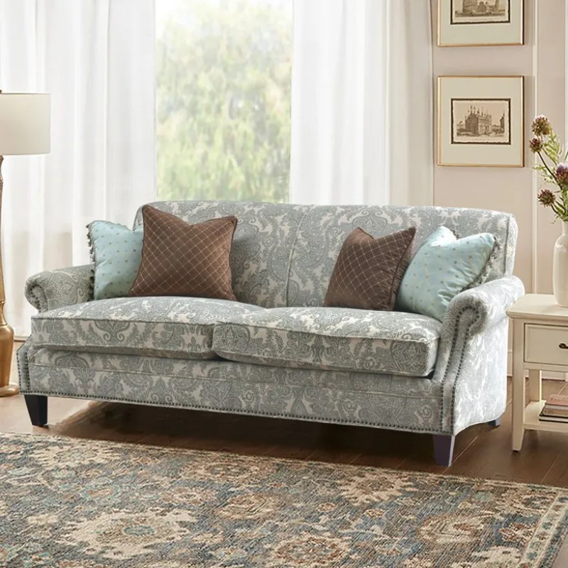 Modern American living room chenille fabric down soft sofa deepened cushion sitting cross-legged neoclassical simplicity