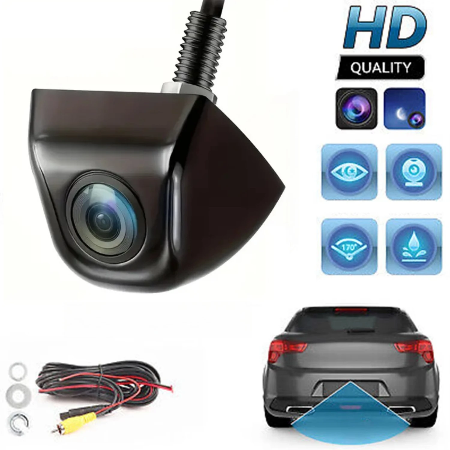 4pin Car Rear View Backup Camera Upgrade You Car HD Parking Reversing - Wide Angle, Easy Mount, Night Vision for Cars, SUVs