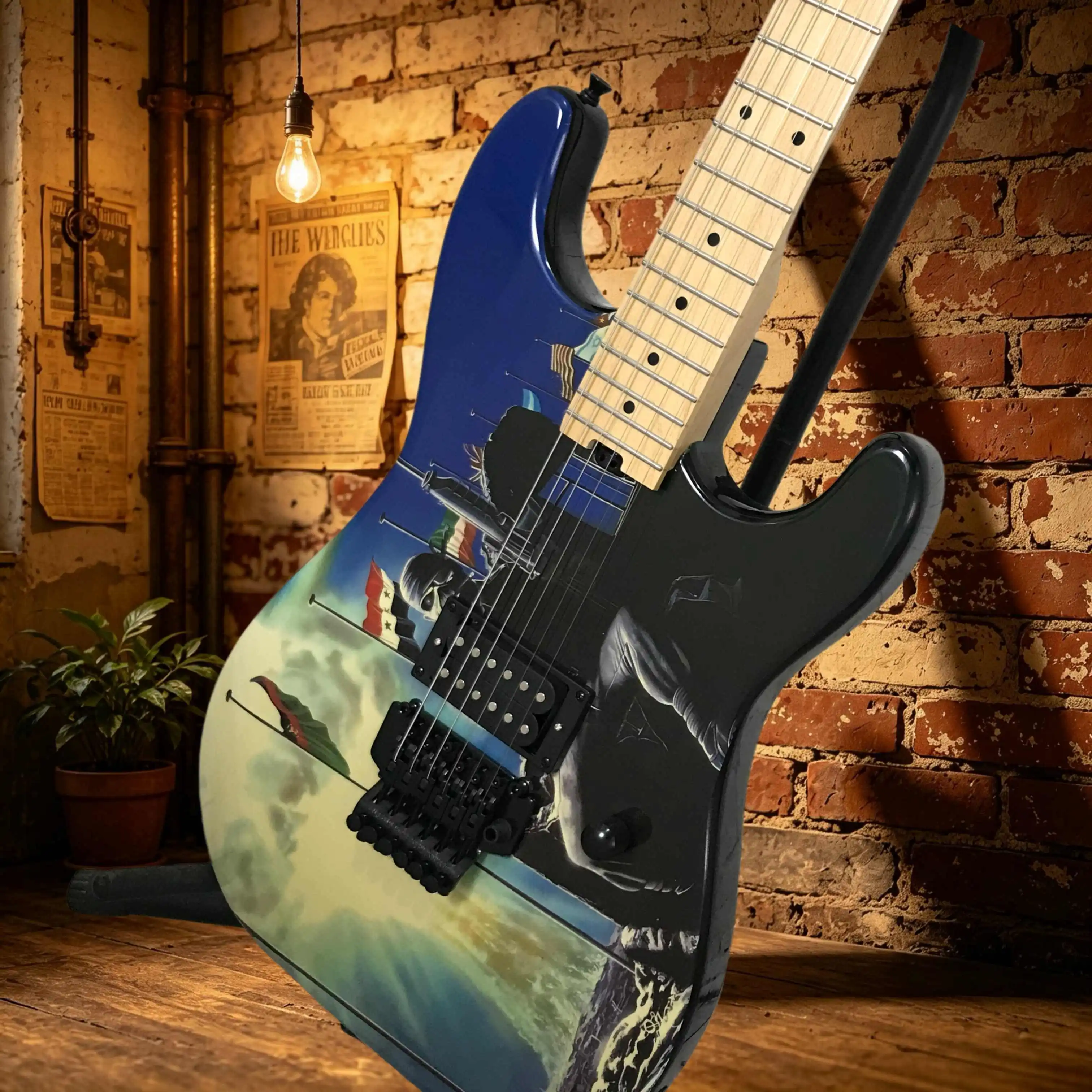 STD Electric Guitar Character Flag Theme Full Personality Maple Guitar Neck Paint Surface Shiny Wear-resistant Free Shipping