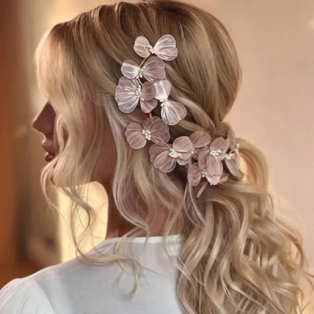 Golden Floral Hairband Wedding Hair Accessories Bridal Marrige Tiaras Fairy Pearl Heaband Vintage Princes Prom Hair Jewelry Gift
