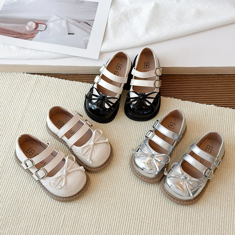 

Girls Shoes Fashion New Bow Kids Princess Baby Children Soft Sole Spring Autumn School Student Loafer Size 23-33