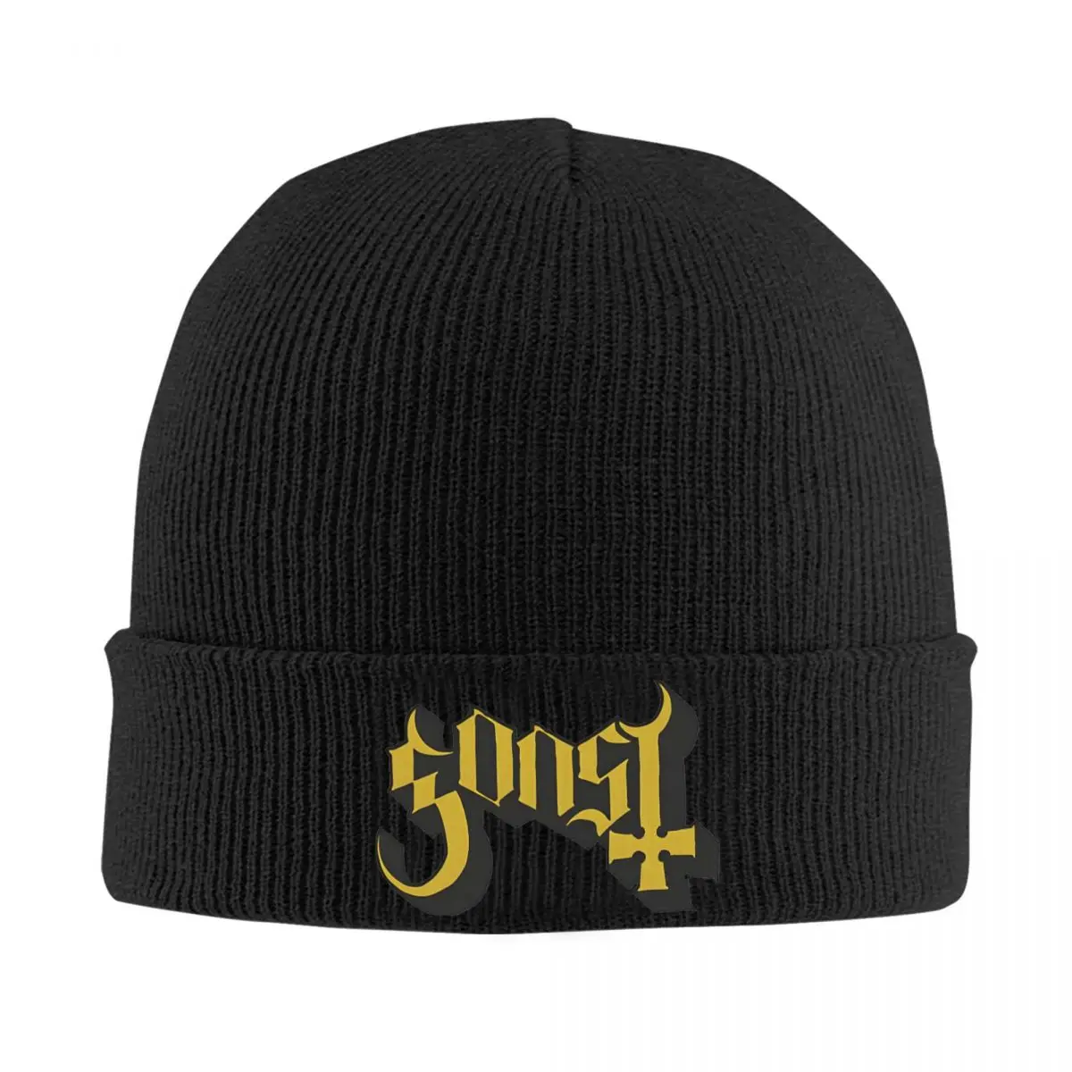 Ghost Meme Gold Beanie Hats Swedish Rock Music Band Bonnet Hats Female Male Fashion Knit Hat Autumn Graphic Warm Soft Caps