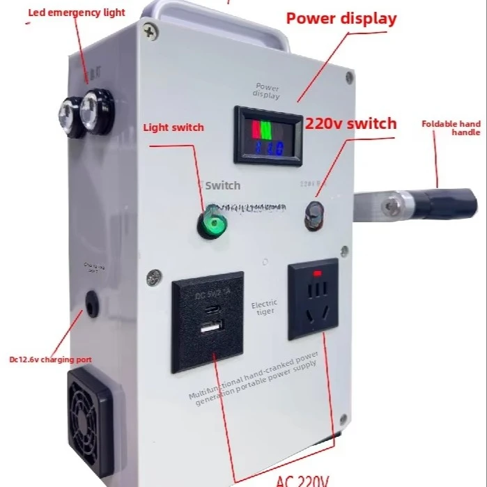 Hand generator solar panel 300 watts outdoor mobile power 220 volts emergency disaster prevention camping earthquake