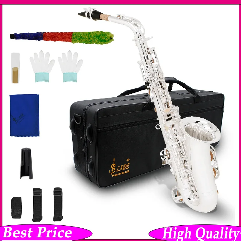 

Альт-саксофон SLADE E-flat с латунным корпусом, гравировкой под белую ракушку, посеребренными клавишами, для начинающих музыкантов и практики.