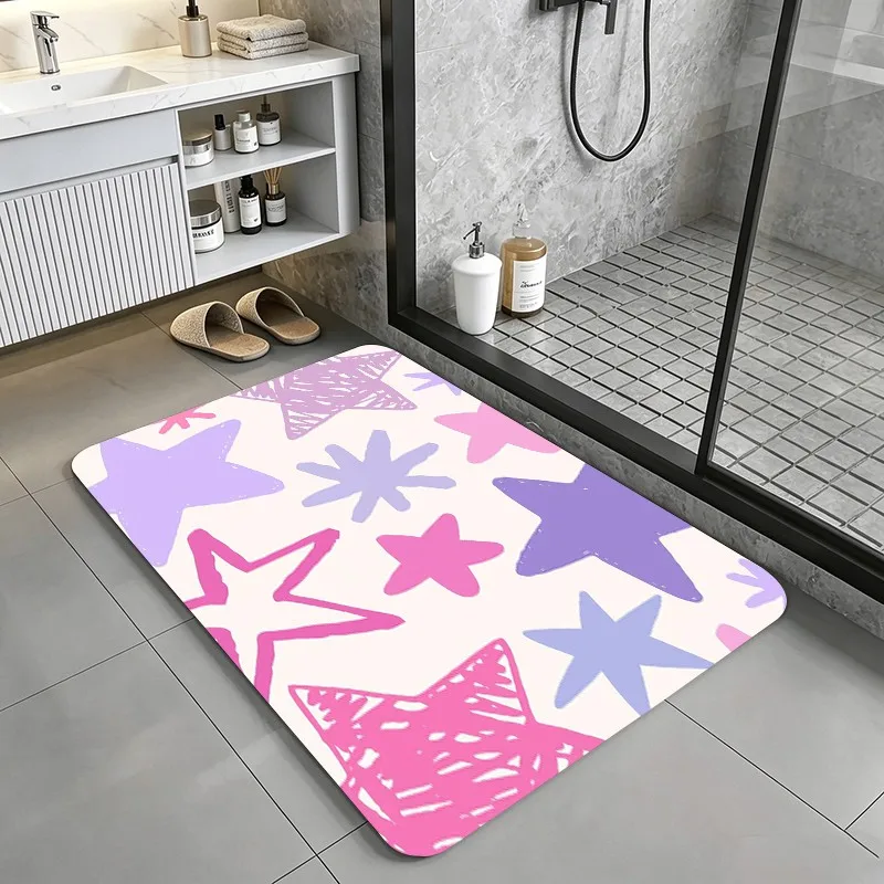 1 Piece Soft Hand-Drawn Doodle Star Rug, Soft Comfortable, All Seasons, Lightweight Easy to Clean, Home Decor, Room Decor, Winter, Autumn, Living Room, Bedroom, Entryway