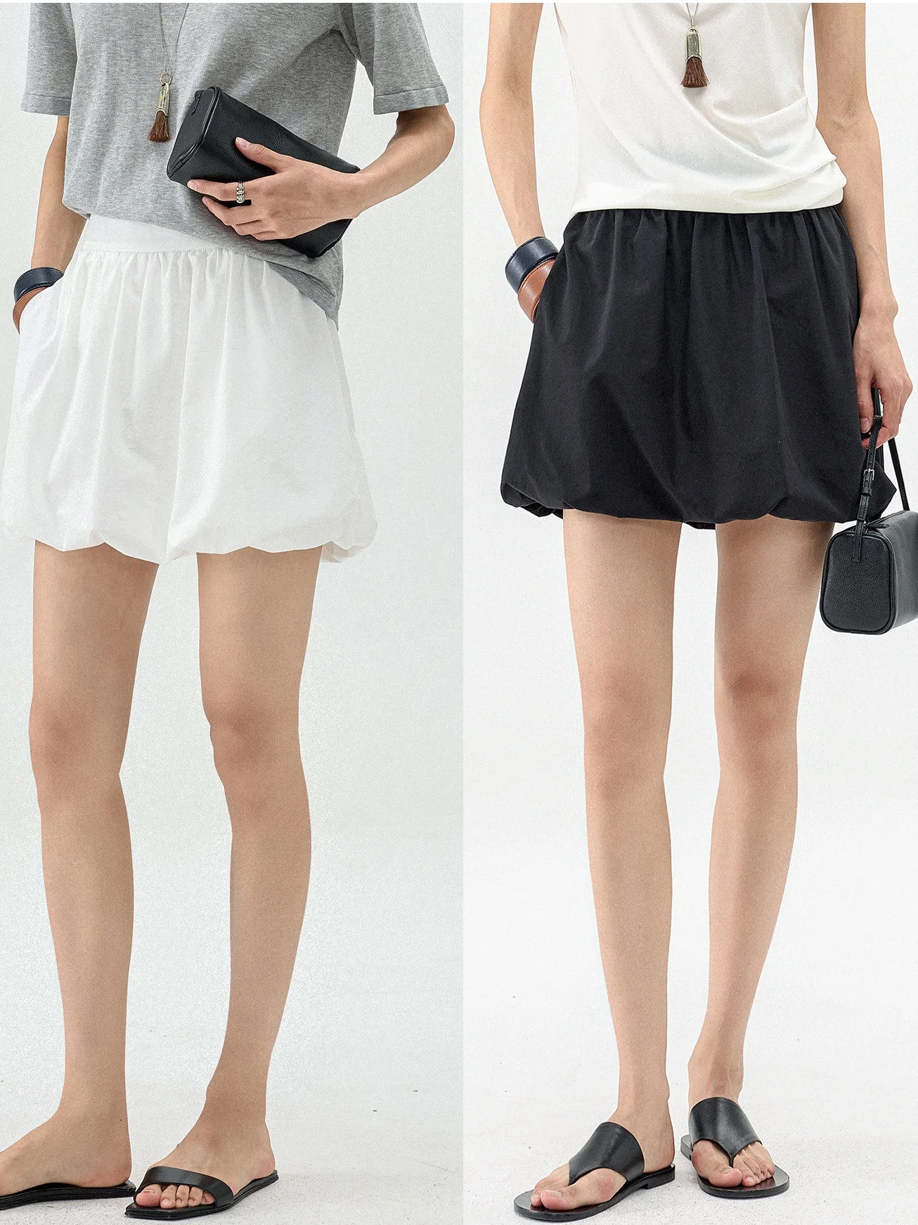 Spring Summer 2026 Fashion MIU Style Slimming Bloomer Skirt Pleated Balloon Skirt White Half-length Unique Short Skirt