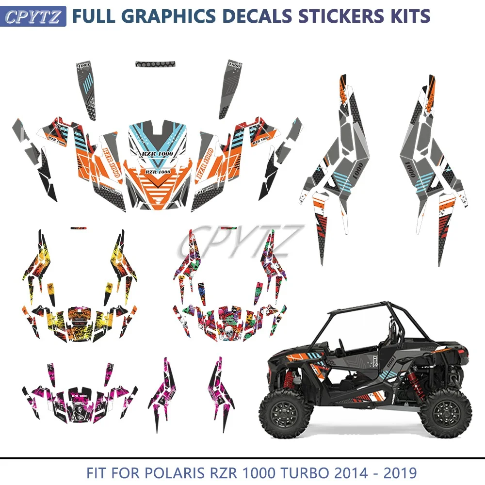 Fit For Polaris RZR 1000 TURBO 2 Door 2014-2019 2018 2017 2016 2015 Full Graphics Background Sticker Kit Customiz