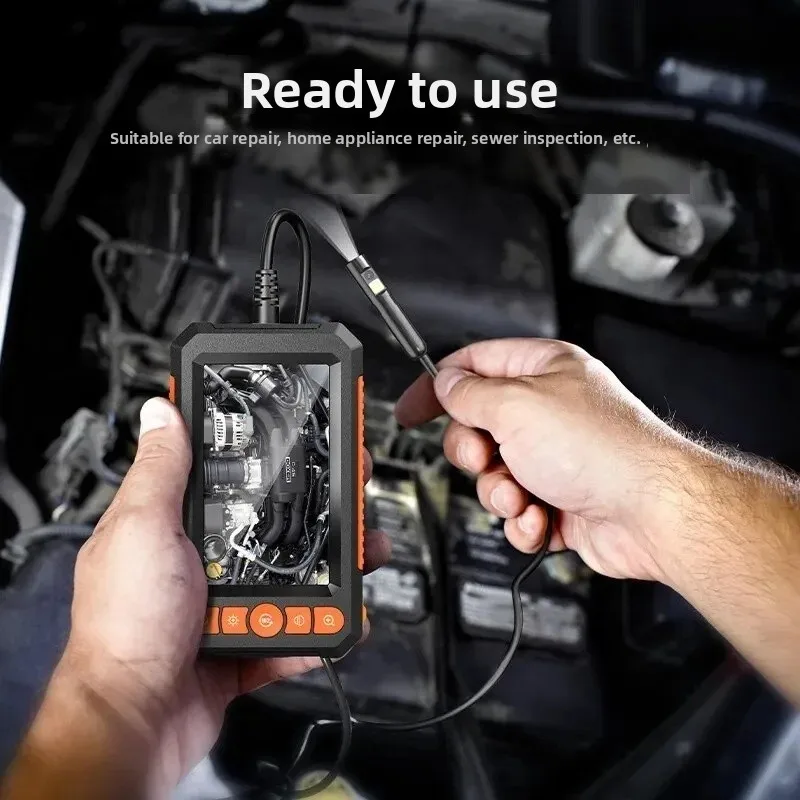 4.3 inch HD Display Dual Lens Industrial Endoscope Camera with LED Light, 360° Rotation Borescope for Auto Repair Pipe Drain