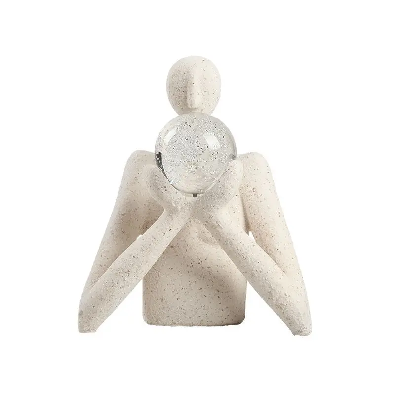

Modern minimalist sandstone abstract hand ball figure sculpture office bookcase desktop creativity