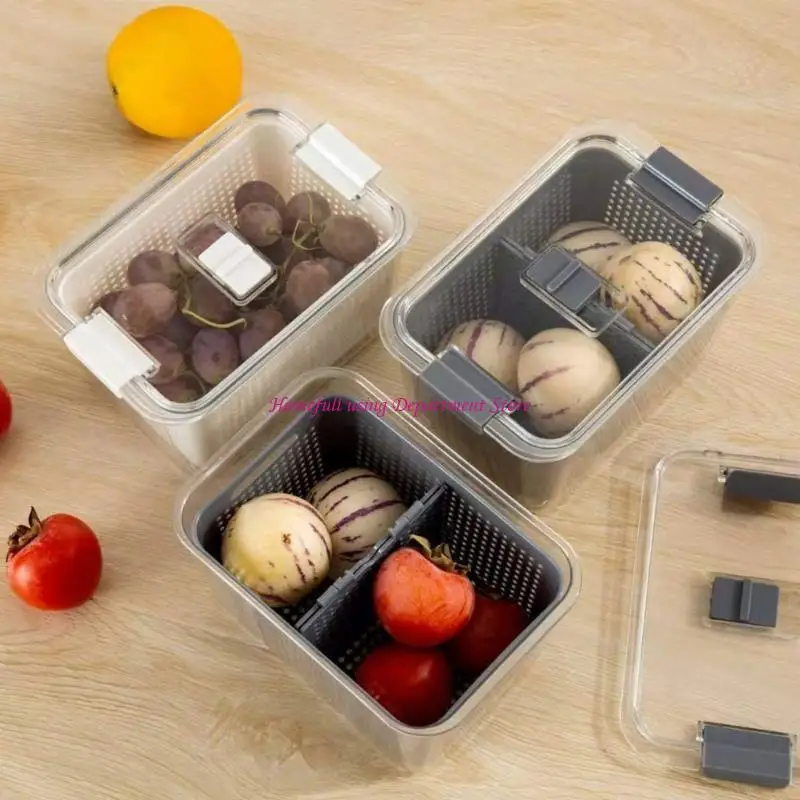 

Clear Visibility Storage Container With Drainage And Space Saving Design For Refrigerator Organization