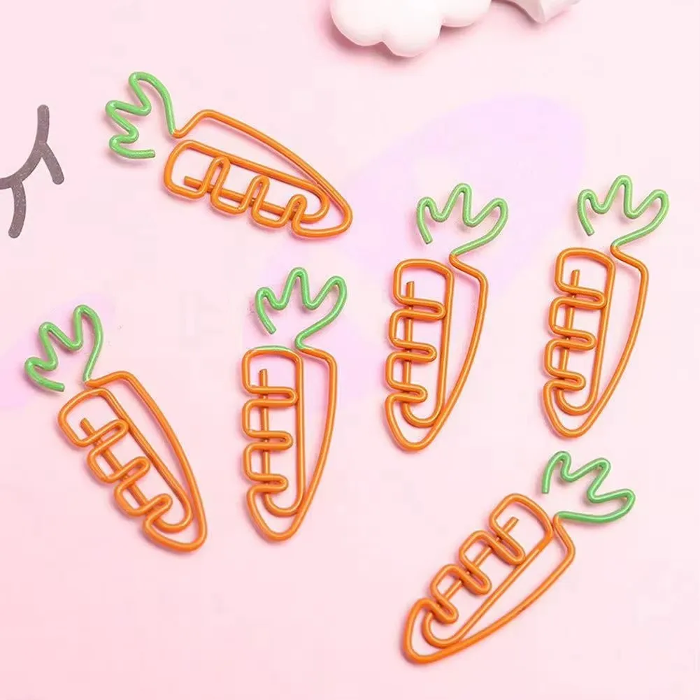 5 pcs/lot Creative Kawaii carrot Shaped Metal Paper Clip Bookmark Stationery School Office Supply