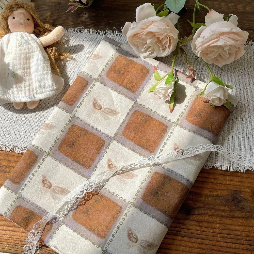 Tela de Algodón 40s de 140x50cm con Estampado Digital, Diseño Floral Retro, para Confección de Vestidos, Conjuntos a Juego para Madre e Hija, Tela para Coser Ropa