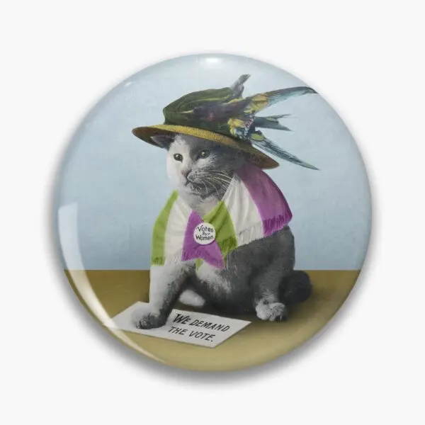 Suffragette Cat Votes For Women We Deman  Soft Button Pin Gift Metal Badge Clothes Fashion Lapel Pin Collar Creative Jewelry