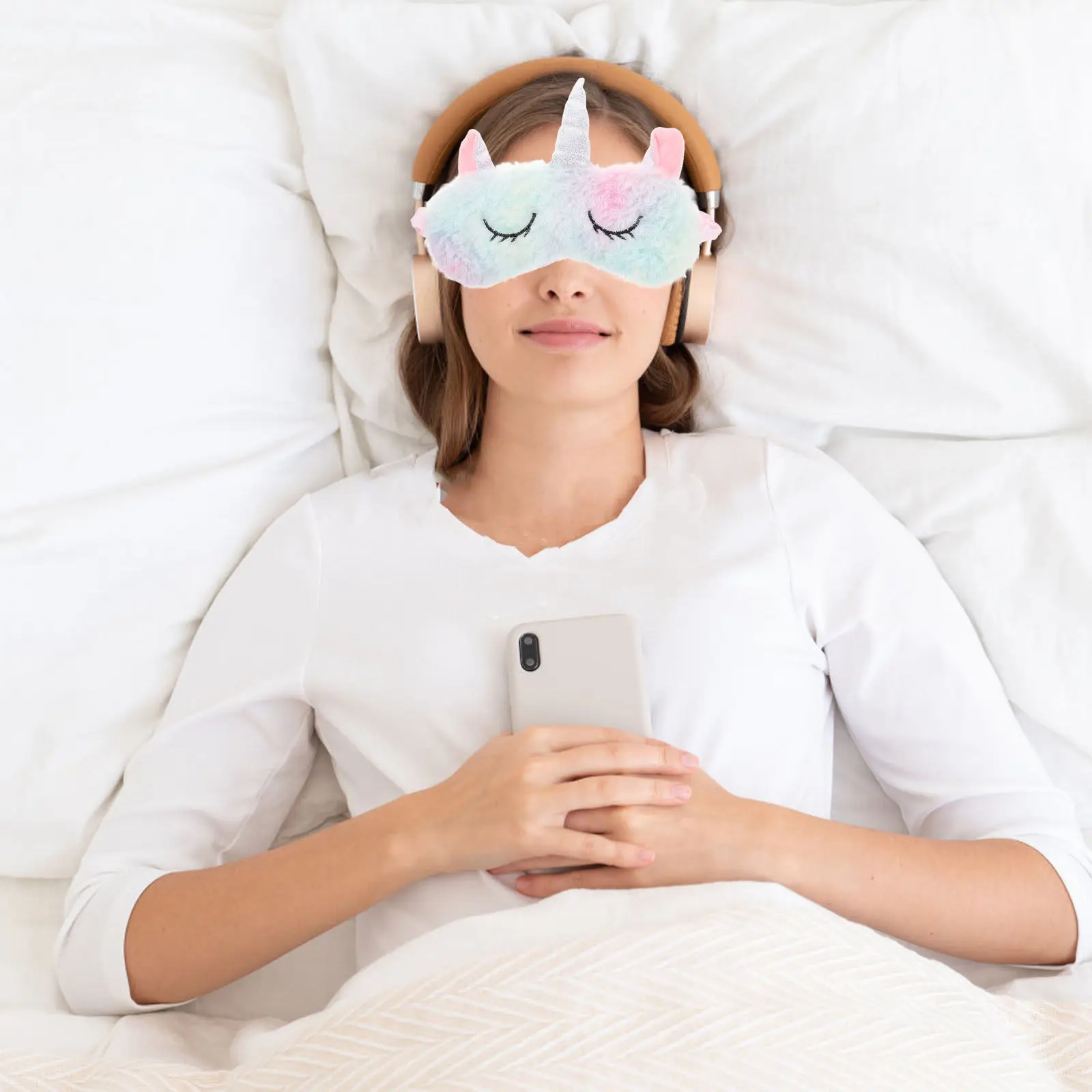 Colorful Unicorn Design Light Breathable Sleeping Mask No Eye Pressure Adjustable Elastic Strap Night Blindfold for Travel Work