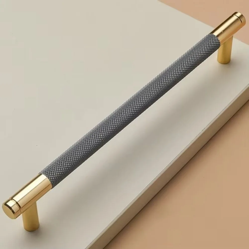 Stylish Gold Color Furniture Handle Long Pull Aluminum Alloy Door Pull Knurled DIY Friendly Drawer Handles Kitchen Cabinets