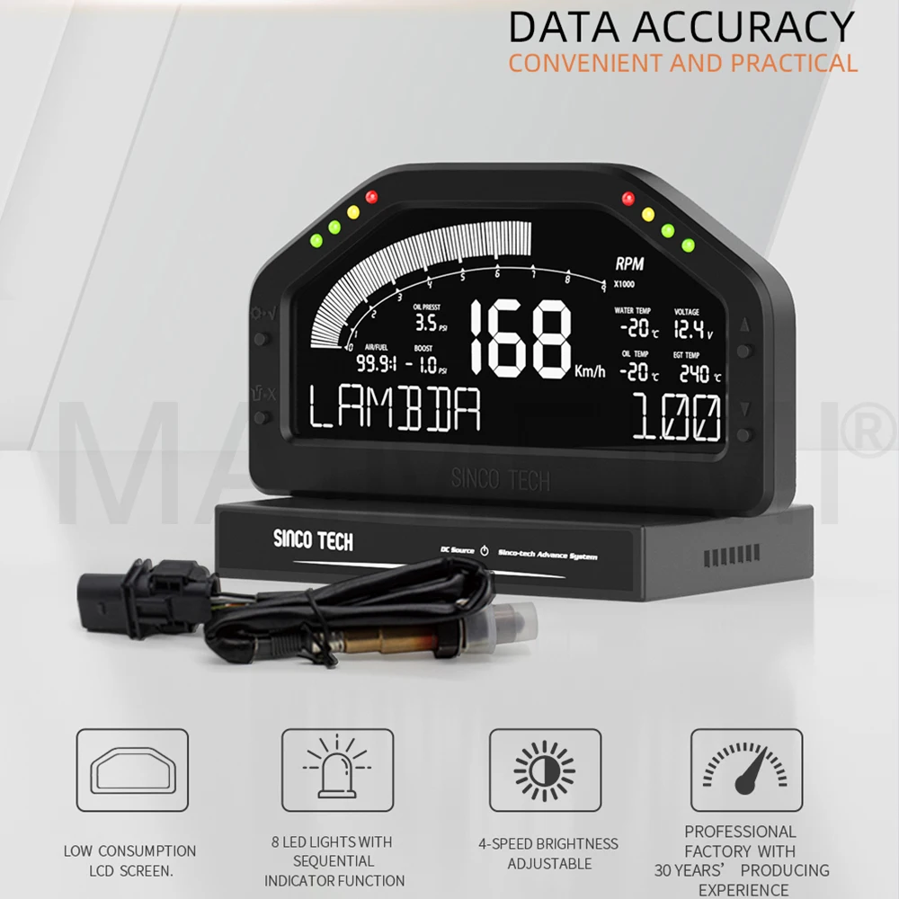 Universal LCD Race Dash 7-Color Dashboard Sensor KIT Race Display LCD Screen Gauge with Narrow oxygen sensor/Wide oxygen sensor