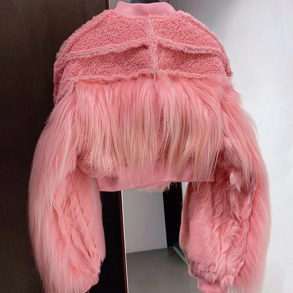 ジャケット・アウター S fur jacket short pink theredthread S fur