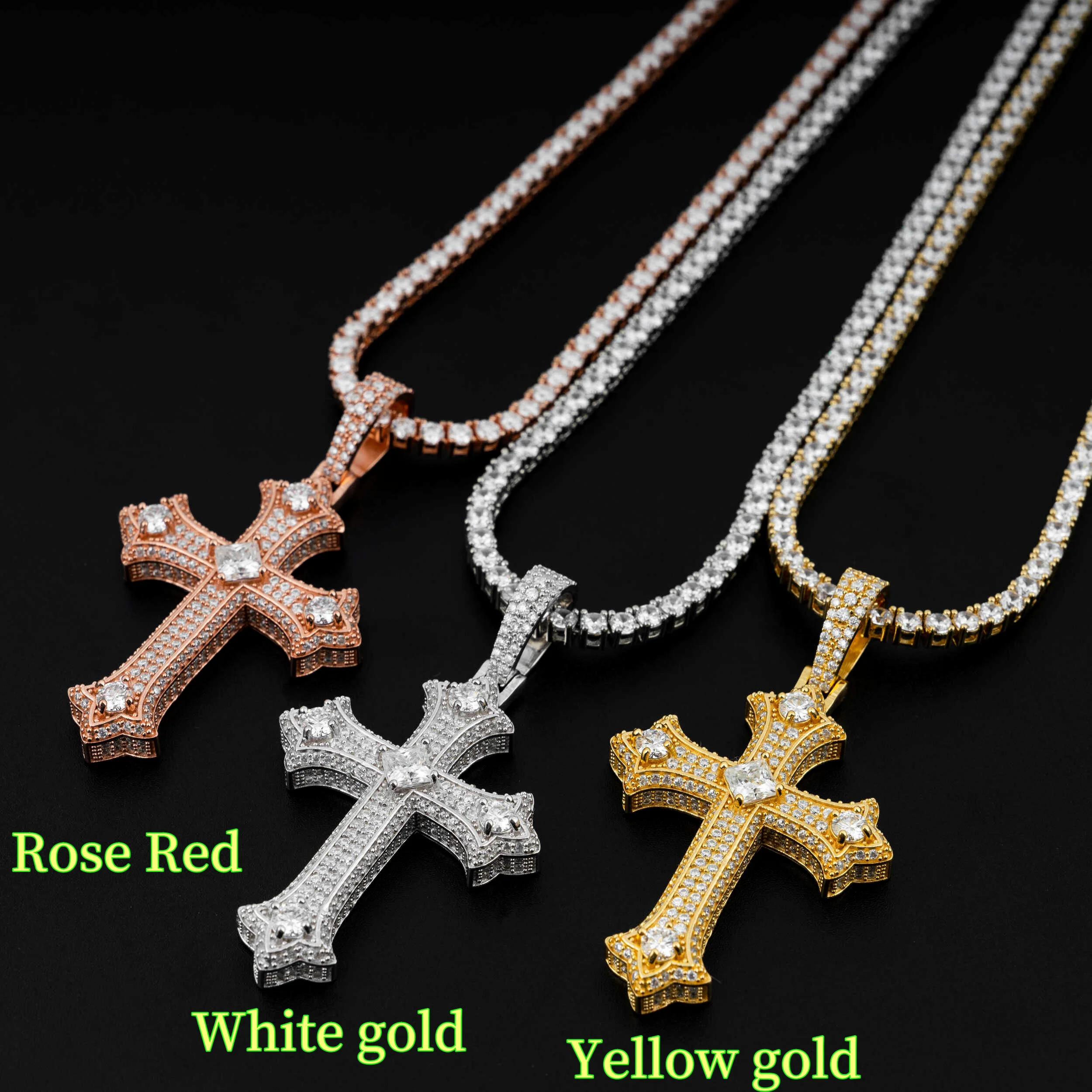 

D color Moissanite Cross Pendant GRA Certified S925 Silver Jesus Pendant No Chain for Man HipHop Rock Party Fine Jewely