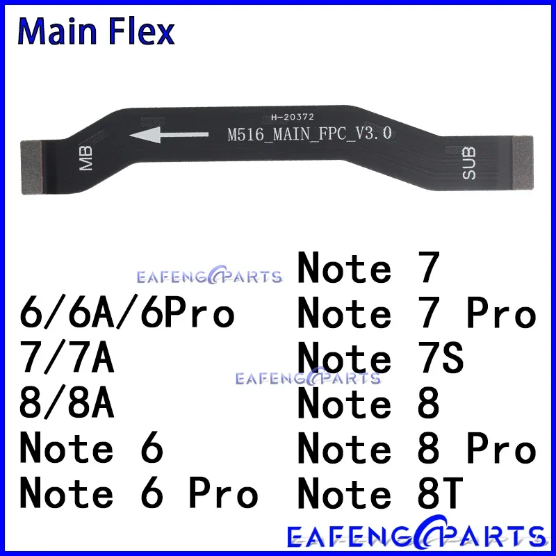 

Main Board Flex for Xiaomi Redmi Note 7 7A 7S 6 6A 8 8A 8T Pro Motherboard Connector Cable